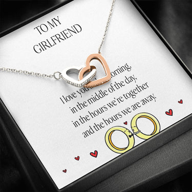 AZTeam Interlocked Heart Necklace to My Girlfriend I Love You in The Morning, Romantic Gifts for Girlfriend, Best Simple Gifts for Girlfriend, Jewelry for Girlfriend, Creative Birthday Gifts for her